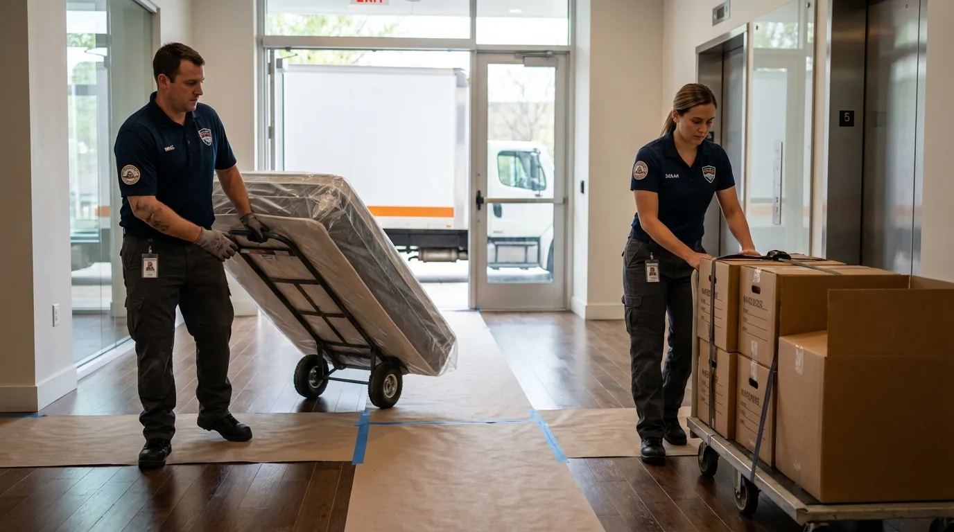 Professional apartment movers loading elevator in Kanab, UT